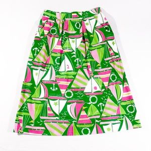 Sailboat Pattern Bright Colored A-Line Skirt